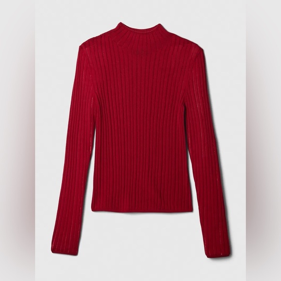 Cult Gaia x GAP Red Ribbed Wool Mock Neck Sweater NWT Size Large - Picture 1 of 9